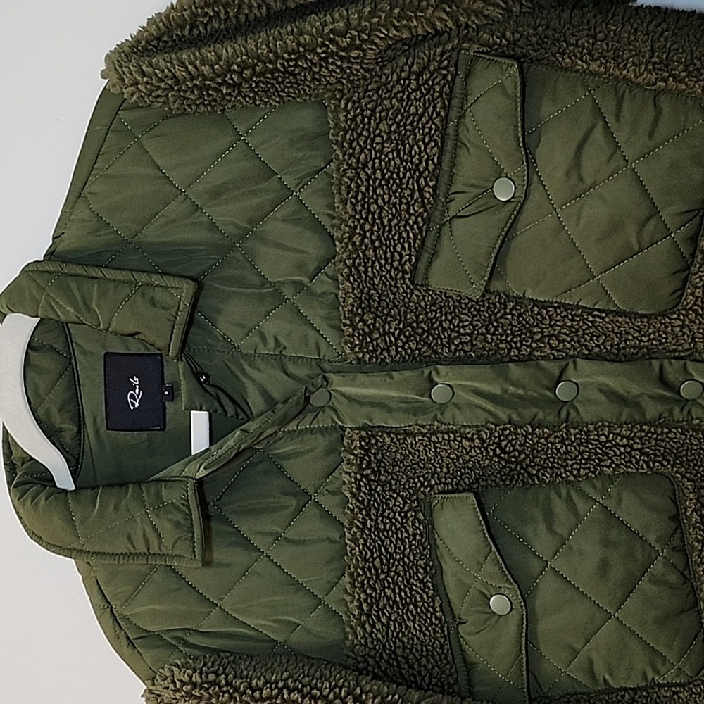 Rails Peyton Quilted Fleece Jacket  Olive Green Sherpa Jacket Sz Small - Picture 11 of 16
